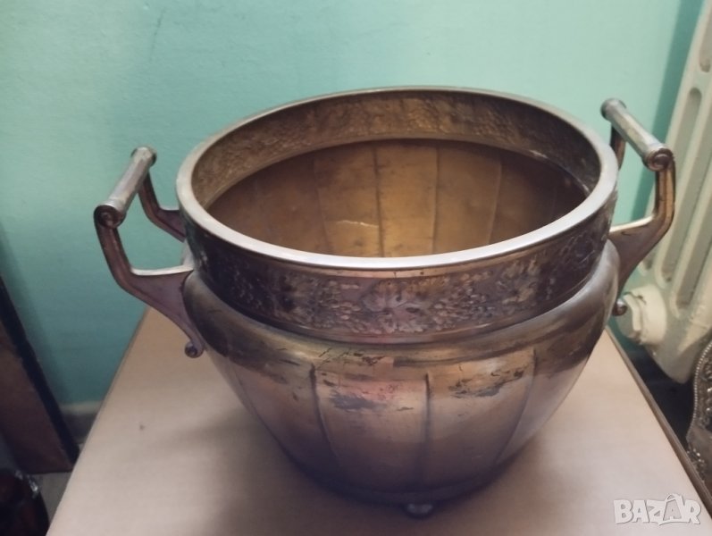 Месингова кашпа,саксия, снимка 1