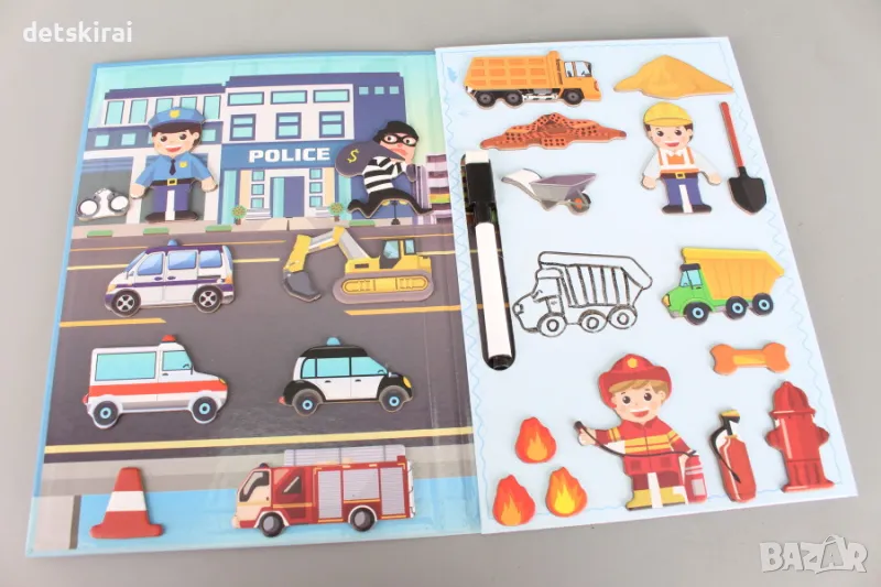 Магнитна игра Пожарна, Полиция и Строителство, снимка 1