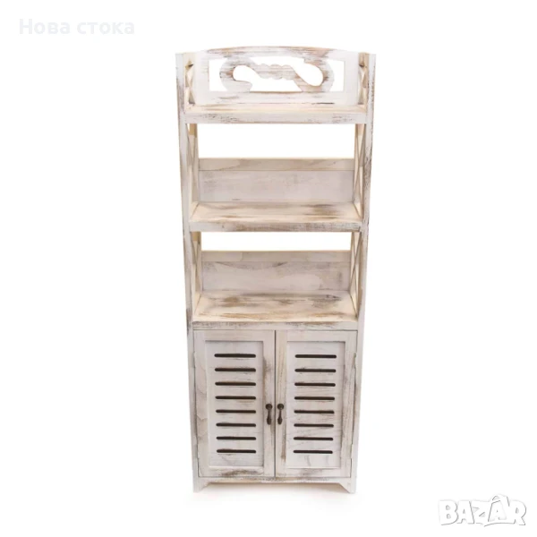 Шкаф от дърво в бял цвят, 46*25*118см, снимка 1
