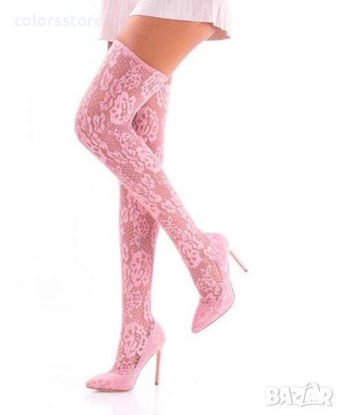 Летни ботуши на ток - розови, снимка 1