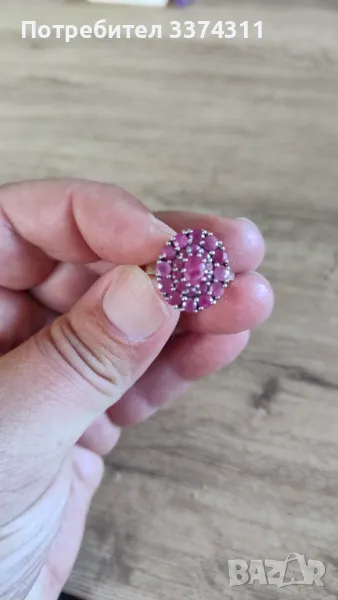 Сребърен пръстен с Натурални Рубини, снимка 1
