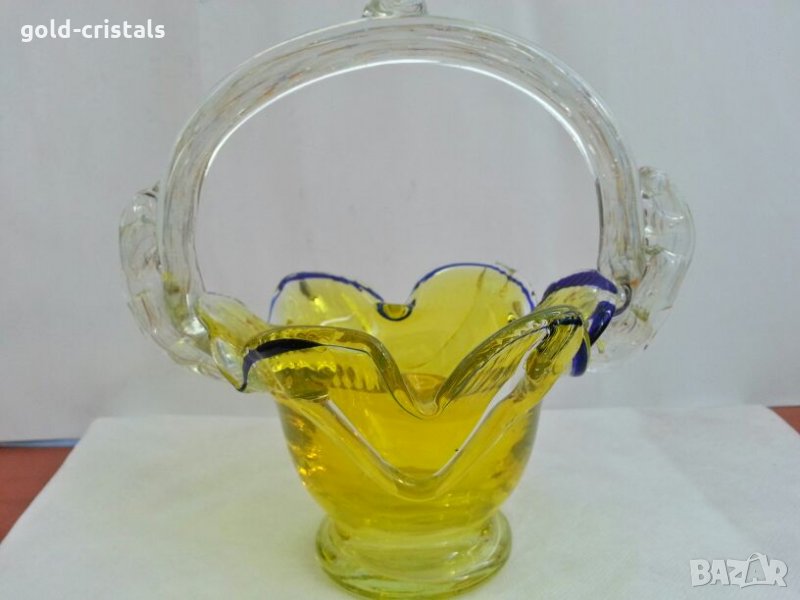 Стъклена купа кошничка , снимка 1