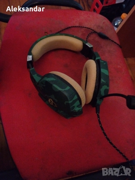 Геймърски слушалки Trust GXT 323C Carus, зелен камуфлаж, снимка 1