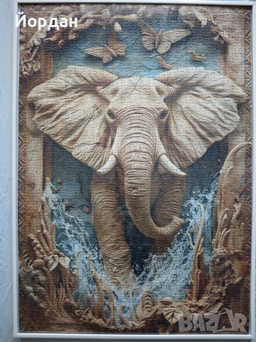 Красив пъзел в рамка „Величествен слон“ – 3D ефект