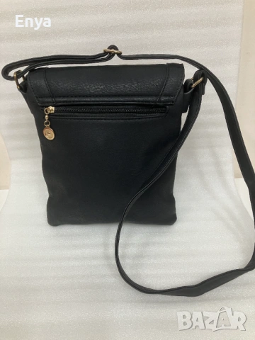 Дамска чанта от еко-кожа за през рамо - черна, снимка 2 - Чанти - 53456942