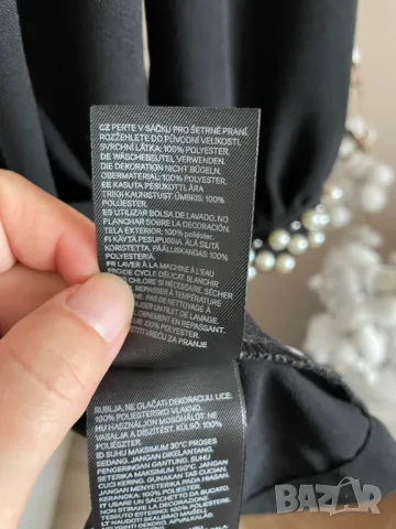 H&M Черна рокля с перли, M/38 EU, снимка 8 - Рокли - 48003845