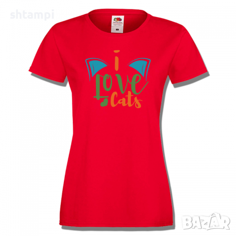 Дамска тениска I Love Cats,Тениска с Кучета,Животни,Изненада,Празник, снимка 5 - Тениски - 36428268