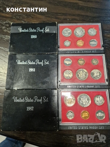 сет монети САЩ 1980г,1981г и 1982г