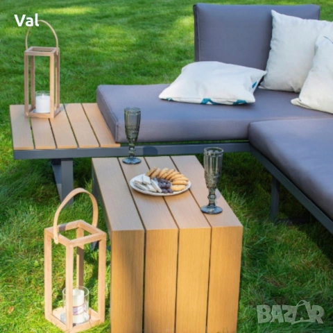 Градински комплект KANZA - модулен ъглов диван от алуминий с удобни възглавници и маса, снимка 9 - Други - 53331504