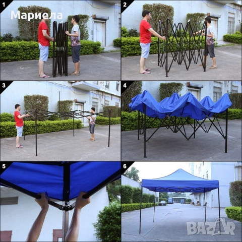 Синя градинска шатра 3х3, снимка 6 - Градински мебели, декорация  - 53406825
