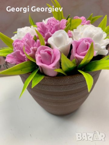 цветя от ароматен глицеринов сапун и Българска роза , снимка 18 - Картини - 43389734