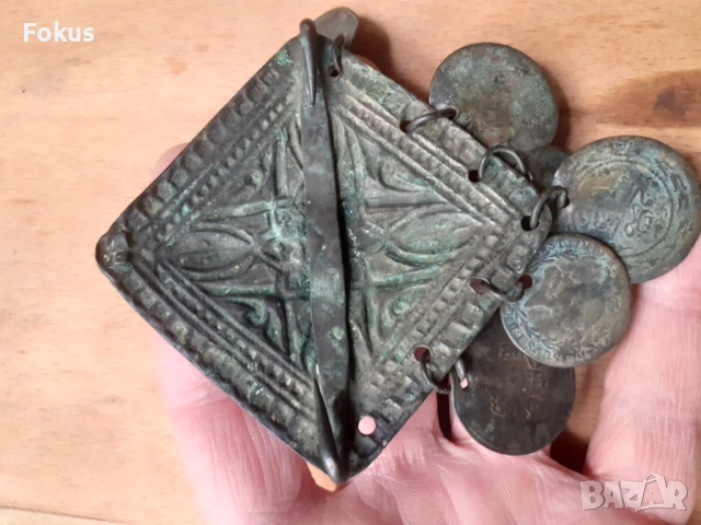 Стар възрожденски накит трепка забодка тепелък, снимка 3 - Антикварни и старинни предмети - 53270056