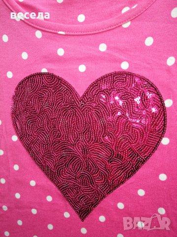 Детски блузи розови  на  точки, има лъскаво сърце, снимка 5 - Детски Блузи и туники - 33430350