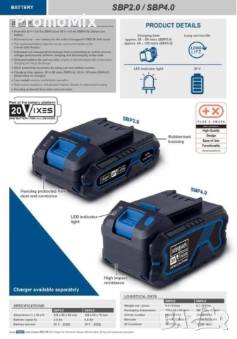 Акумулаторна батерия Scheppach IXES SBP2.0 Li-ion 20V 2Ah, снимка 4 - Други инструменти - 52463736