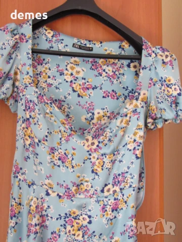 Сатенена рокля с къс ръкав ZARA, размер M, снимка 6 - Рокли - 50775130