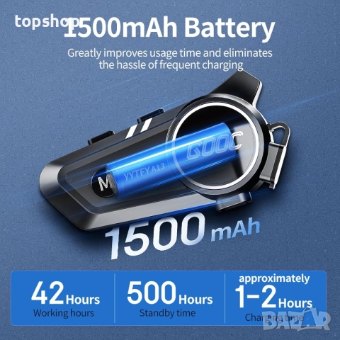 Нов интерком за каска YYTFY Мотоциклетни Bluetooth слушалки с гласов асистент, интерком слушалки..., снимка 6 - Аксесоари и консумативи - 51716444