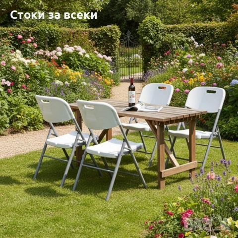 Комплект 4 броя сгъваеми кетъринг столове за градина и събития - удобни и издръжливи, снимка 3 - Столове - 53257674