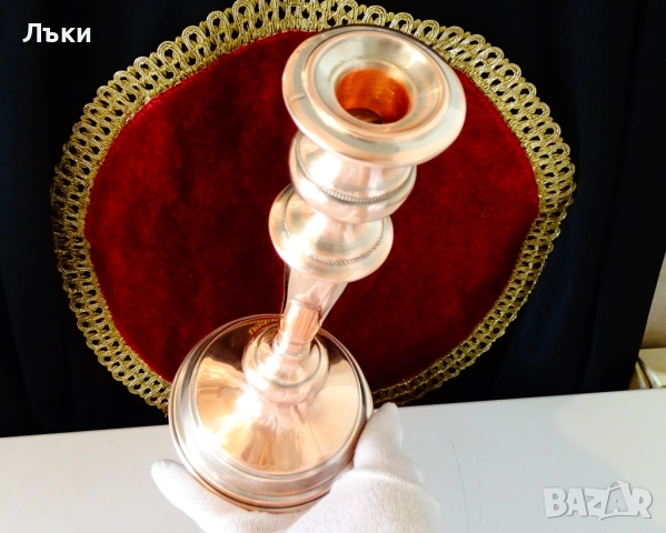 Меден свещник 25 см.,чиста червена мед 320 гр. , снимка 5 - Антикварни и старинни предмети - 51937705