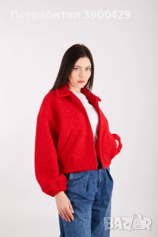 Дамско Късо Яке Suzy bomber jacket - Червено, снимка 2 - Якета - 47686136
