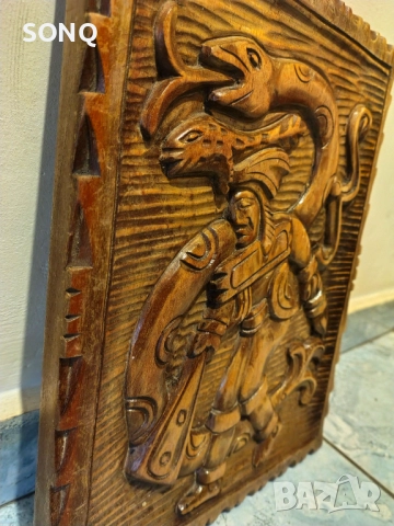 Страхотно Старо Пано Дърворезба-Ацтеките И Маите, снимка 6 - Пана - 52120938
