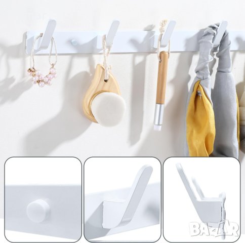 Sevenpers Закачалка за дрехи за стена с 3 куки, бяла, снимка 2 - Други стоки за дома - 44104649