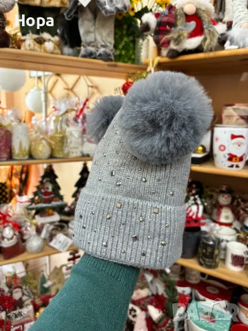 Шапка с два пуха естествен косъм , снимка 16 - Шапки - 35242870