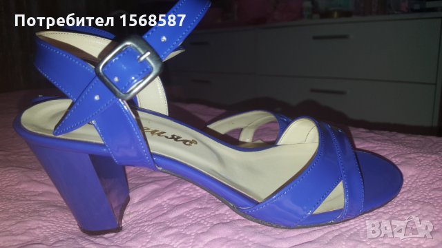 Кралско сини сандали на ток Мегияс, снимка 1 - Сандали - 33561789