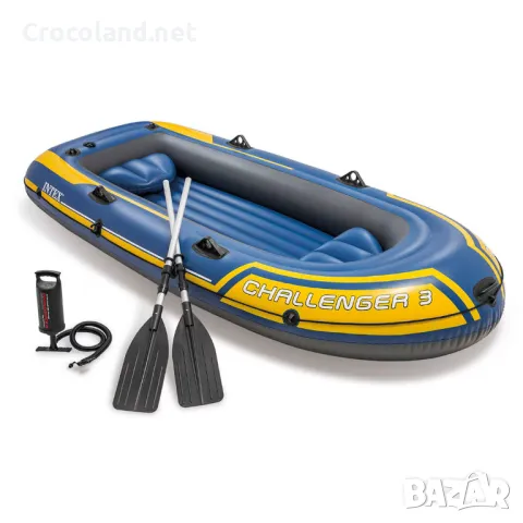 Надуваема лодка Challenger 3 Intex, за 3 възрастни, 295 х 137 см, PVC, синя