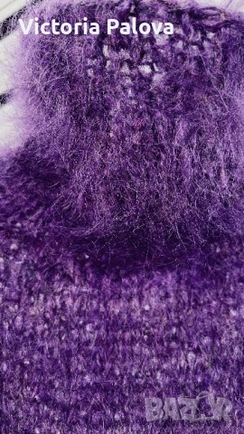 Луксозен мохерен пуловер с дълъг косъм в кралско лилаво, снимка 4 - Блузи с дълъг ръкав и пуловери - 53344090