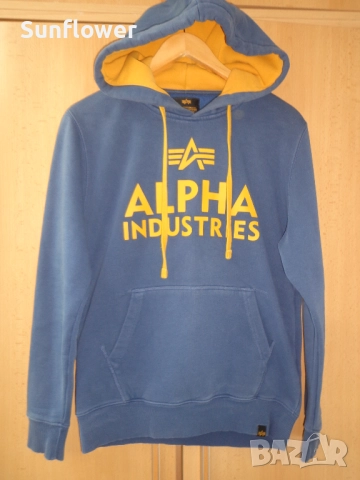 Alpha Industries мъжки син суичър с качулка размер S , снимка 5 - Спортни дрехи, екипи - 51474587