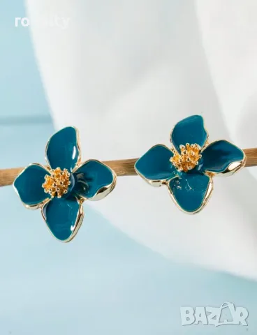 Ежедневни, небрежни обеци във формата на цвете от неръждаема стомана в цветно масло 🍋