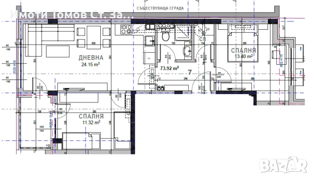 Тристаен апартамент в кв. Казански- Ново строителство, снимка 3 - Апартаменти - 50994732