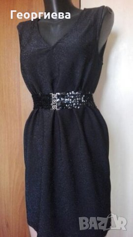Черна рокля със сребристи нишки👗🍀М,M/L👗🍀 арт.286, снимка 1 - Рокли - 27616410