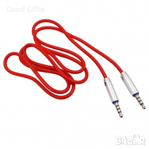 AUX кабел за музика с 3 пина - Червен, снимка 2 - Кабели и адаптери - 43083119