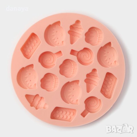 4447 Силиконова форма за бонбони и лед Сладости, 16 гнезда, снимка 2 - Форми - 44140665