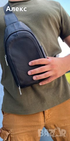 Мъжка чанта през гърди Естествена кожа, снимка 6 - Чанти - 37582031