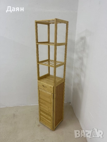 Висок бамбуков шкаф за баня Kleankin, снимка 3 - Шкафове - 52635600
