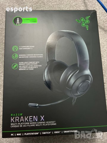 Геймърски слушалки Razer Kraken X Black чисто нови за офис работа настолни микрофон геймърски, снимка 2 - Слушалки за компютър - 35495863