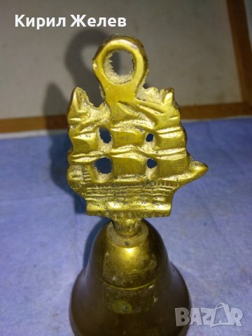 СТАРА БРОНЗОВА КАПИТАНСКА КАМБАНКА ЗВЪНЧЕ за СЕРВИРАНЕ с КРАСИВ БРОНЗОВ ПЛАТНОХОД ВЕТРОХОД 42675, снимка 12 - Декорация за дома - 43980862