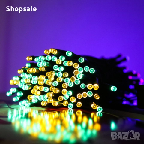 SD 12 - Соларни коледни лампички 12 метра , 100 лампи  5 програми , 4 цвята по избор, снимка 6 - Декорация за дома - 52485714