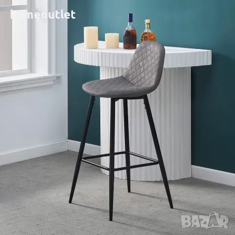 ПРОМОЦИЯ Високи бар столове с дамаска от висококачествена PU кожа, к-кт от 2 бр C-UDC061GY, снимка 7 - Столове - 49196309