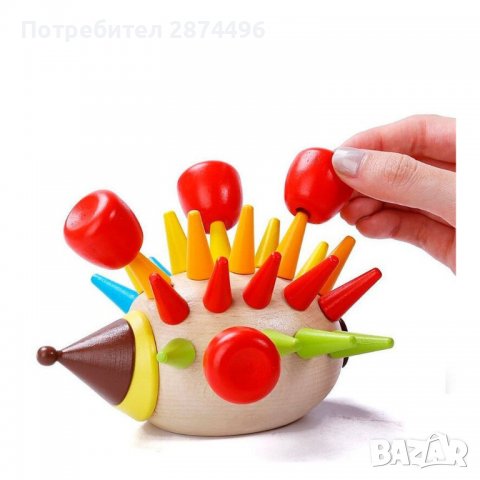 36180 Таралеж с ябълки -Играчка за сортиране , снимка 2 - Образователни игри - 36765650