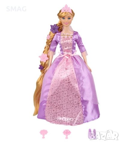 Кукла с лилава рокля на принцеса с много дълга коса