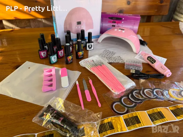 Комплект за маникюр гел лак електрическа пила печка лампа uv/led