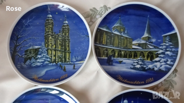 Vintage колекционерски коледни чинии за стена от Tettau, снимка 2 - Декорация за дома - 52300512