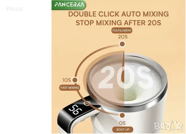 Зареждаща се Самобъркаща Кафе Чаша с Дисплей за Температура, снимка 4 - Термоси - 48798459