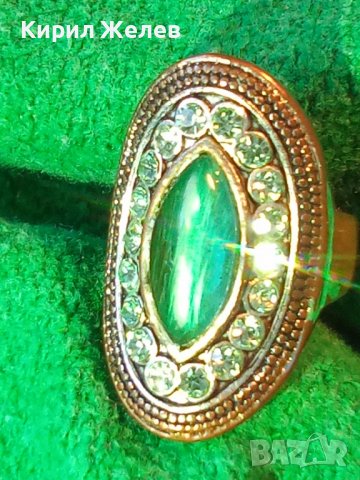 СТАР МЕДЕН СКЪПОЦЕНЕН АРТ ДЕКО КРИСТАЛЕН ПРЪСТЕН 21650, снимка 3 - Антикварни и старинни предмети - 36411294