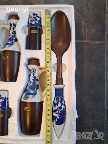 комплект прибори за сервиране дърво с порцелан    26/3, снимка 9 - Прибори за хранене, готвене и сервиране - 50762911