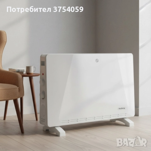 Конвекторен отоплител Rosberg – 2500W, 3 степени, защита от прегряване (бял или черен), снимка 2 - Радиатори - 51802637