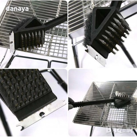 2080 Телена четка за скара с гъба и шпатула грил четка за почистване с дълга дръжка, снимка 6 - Мопове, кофи, четки и метли - 32503882